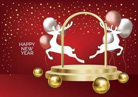 new year luxury red podium background vector