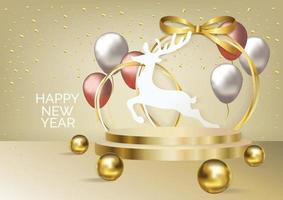 luxury gold Christmas podium background vector