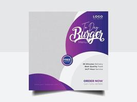 Food menu social post banner online delivery service vector