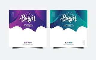 Burger pizza food menu Food Marketing post. vector