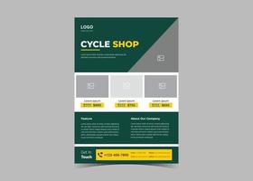 Bike shop opening flyer design vector