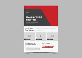 Bike shop opening flyer design vector