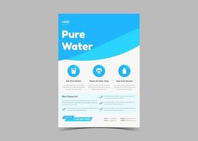 Pure water flyer design template vector