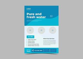 Pure water flyer design template vector