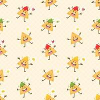 Cute Kawaii Nachos Character Seamless Pattern vector