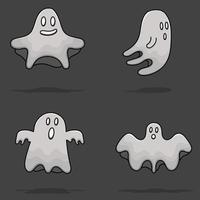 Set of ghost halloween isolated illustration cartoon vector