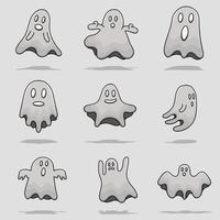 Set of ghost halloween isolated illustration cartoon vector