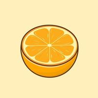 vector de ilustración aislada de naranja en rodajas con estilo de dibujos animados de contorno