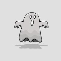 Halloween ghost  isolated cartoon style with outline and shadow vector