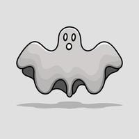 Halloween fantasma estilo de dibujos animados aislado con vector de contorno y sombra