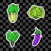 Set of vegetables isolated vector illustration with white outline