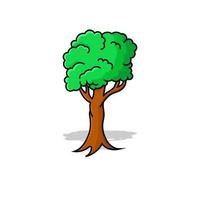 Tree isolated vector illustration cartoon with outline and shadow