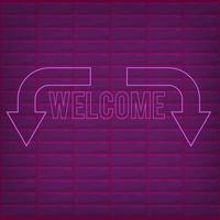Welcome pink neon effect with brick background shiny light effect vector