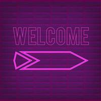 Welcome pink neon effect with brick background shiny light effect vector