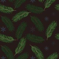 Christmas seamless pattern with pine branches and snowflakes. vector