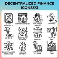 defi - conjunto de iconos de finanzas descentralizadas vector