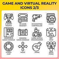 conjunto de iconos de juego y realidad virtual vector