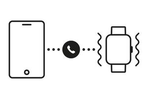 Smartphone is connected to a smart watch and accepts the call. Vector