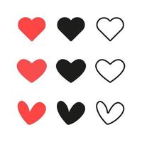 Set of heart icons. Vector illustration in flat design