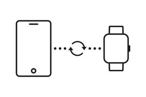 Smartphone is disconnected to a smart watch. Vector icon illustration.