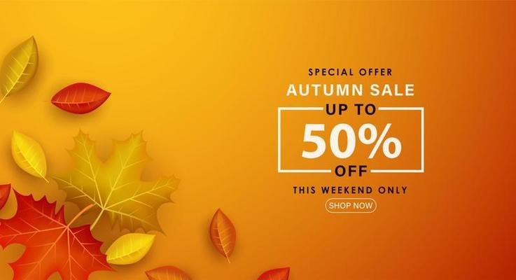 Special Autumn sale with dry leaves falling.