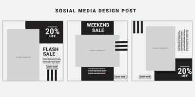 Editable Social Media Templates Design Posts Collection vector