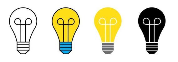 Simple Bulb Icon Set Isolated on White. Vector Illustration