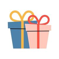 Cartoon holiday boxes with bows. Vector Illustration.