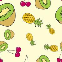 Naturally Drawn Fruits Seamless Pattern Cute Background. vector