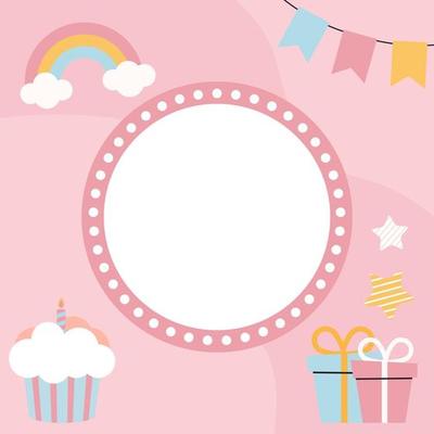 Birthday Kids card with frame. Vector Illustration