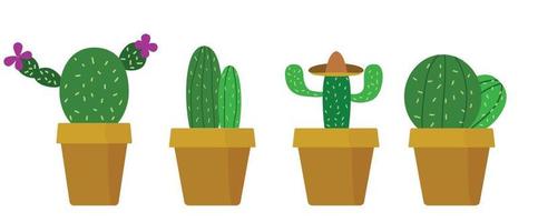 lindo icono de cactus pequeño. colección conjunto ilustración vectorial vector