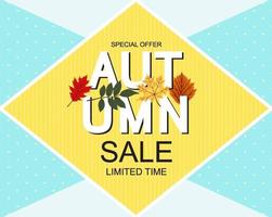 Abstract Vector Illustration Autumn Sale with Falling Autumn Leaves