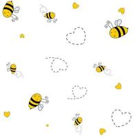 Bee cute seamless pattern background for kids textile. vector