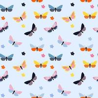 Abstract Hand Drawn Butterfly seamless pattern. Vector Illustration
