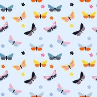 Abstract Hand Drawn Butterfly seamless pattern. Vector Illustration