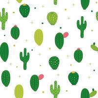 Abstract Seamless Pattern Background with Cactus. Vector Illustration