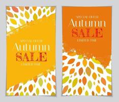 plantilla de fondo de venta de otoño con hojas. oferta especial vector