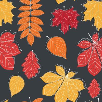 Abstract Seamless Pattern Background with Falling Autumn Leaves