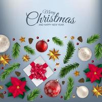 Holiday New Year and Merry Christmas Background. Vector Illustration