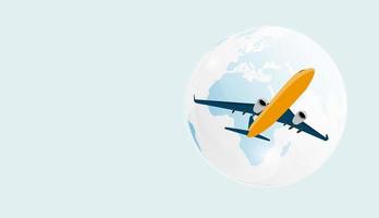 Airplane and Globe Background. Vector Illustration