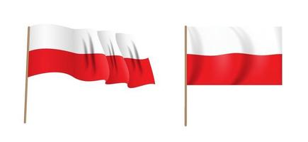 colorida bandera que agita naturalista de polonia. ilustración vectorial vector