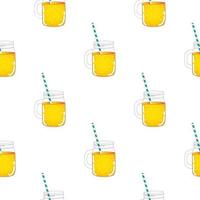 Jar of lemonade Seamless Pattern Background. Vector Illustration