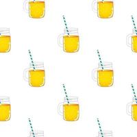 Jar of lemonade Seamless Pattern Background. Vector Illustration