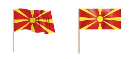 colorful naturalistic waving flag of Macedonia. Vector Illustration