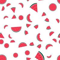 Watermelon Icon Collection on White Background. seamless pattern. vector