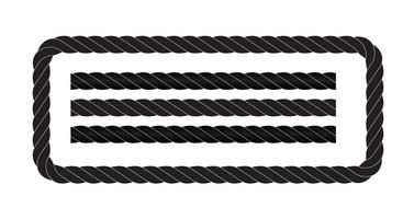 Black and white rope isolated on white. Seamless compilation. vector