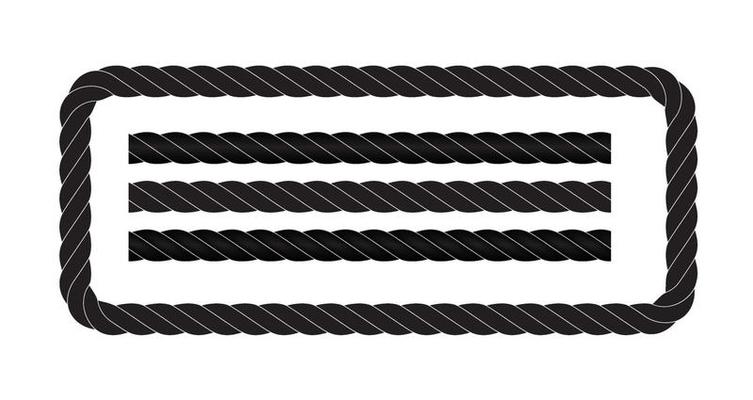 Black and white rope isolated on white. Seamless compilation.