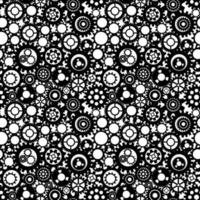 Black and white gears. Working mechanism. Seamless pattern. vector