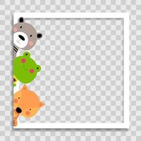 Empty Photo Frame with Cute animal frog, bear and fox vector