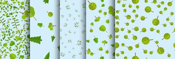 Flat cartoon style nature landscape with trees and bushes. pattern vector